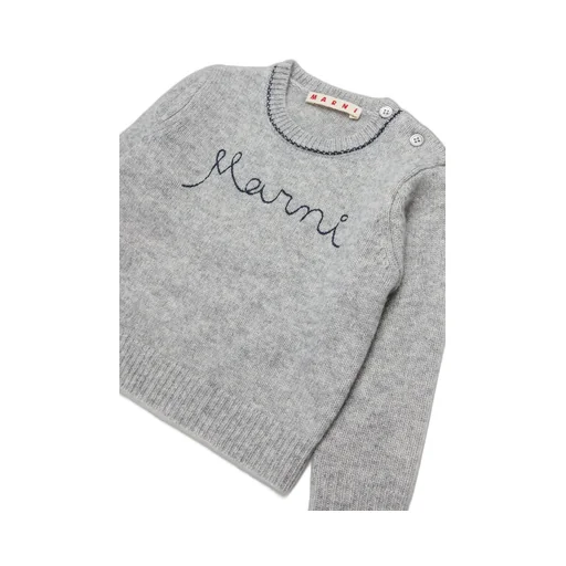 Marni Kids Logo Embroidered Knitted Jumper