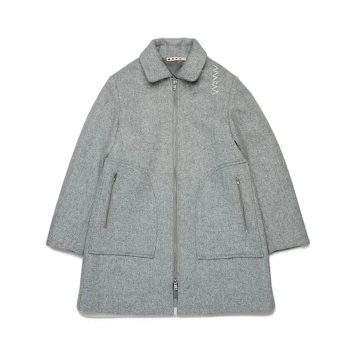 Marni Kids Logo Embroidered Zipped Coat