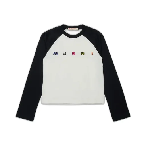 Marni Kids Logo-Embellished Two-Toned T-Shirt