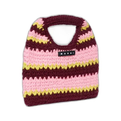 Marni Kids Striped Crochet Tote Bag