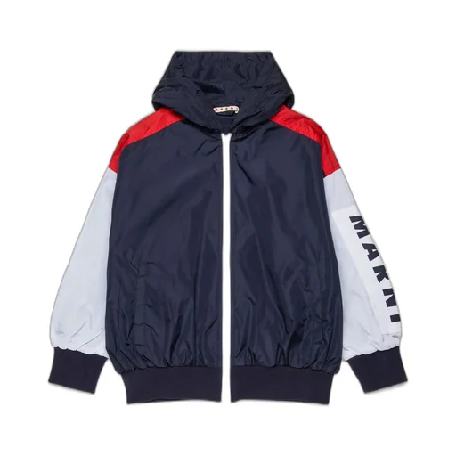 Marni Kids Colorblock Hooded Windbreaker Jacket