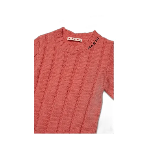 Marni Kids Rib-Knit Distressed Dress