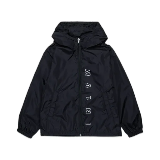 Marni Kids Logo Printed Hooded Windbreaker Jacket