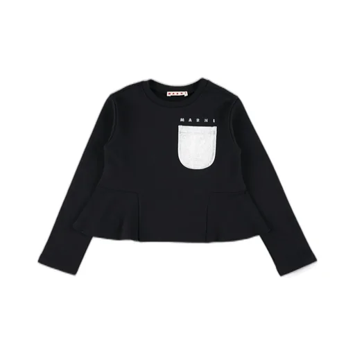 Marni Kids Ruffled-Hem Crew Neck Sweatshirt