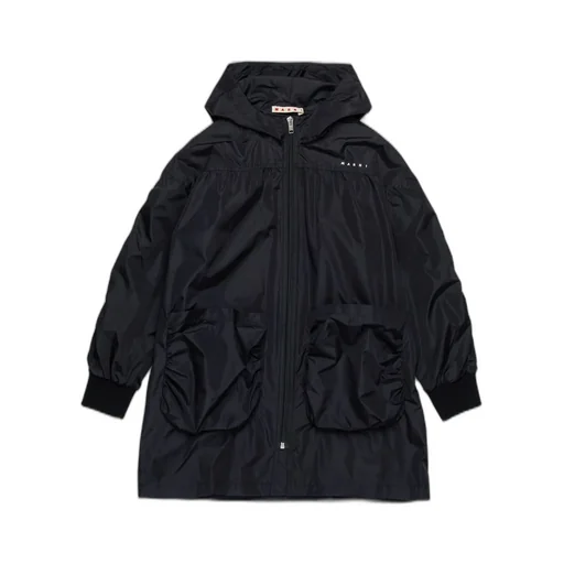 Marni Kids Logo Embroidered Hooded Windbreaker Jacket