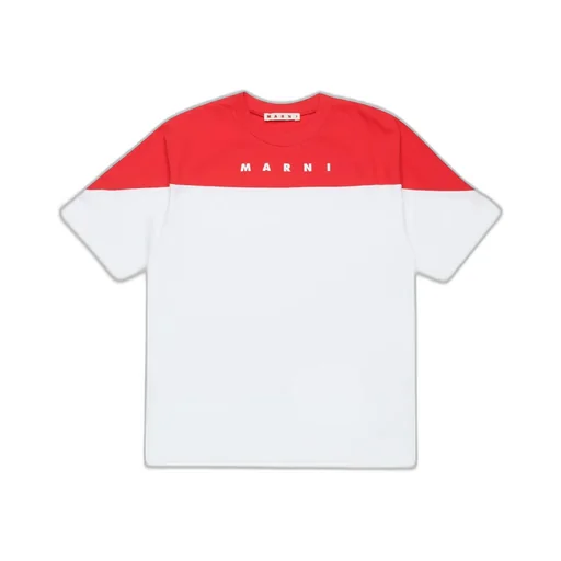 Marni Kids Logo-Printed Two-Toned Crewneck T-Shirt