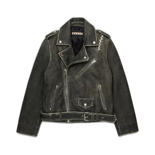 Marni Kids Zipped Leather Jacket