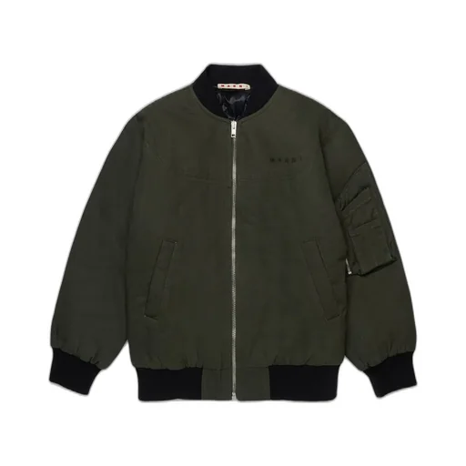 Marni Kids Logo Embroidered Bomber Jacket