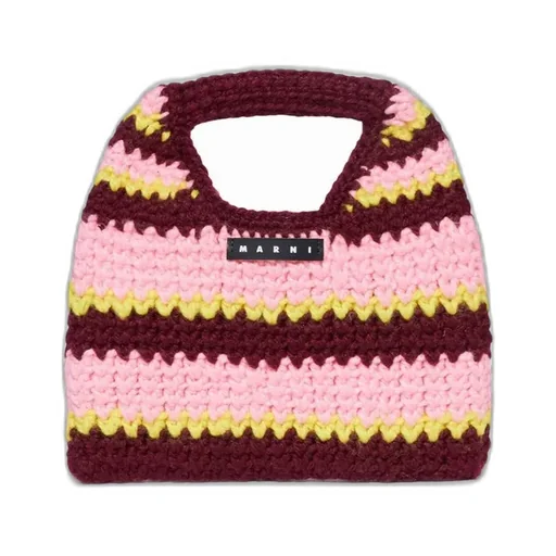 Marni Kids Striped Crochet Tote Bag