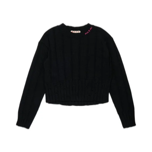 Marni Kids Logo Embroidered Knitted Jumper