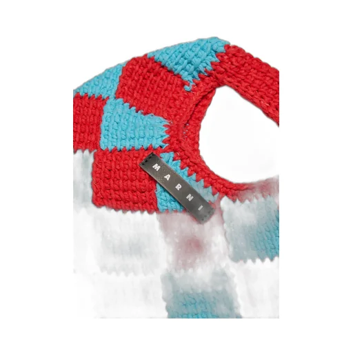 Marni Kids Logo Patch Checked Crochet Shoulder Bag