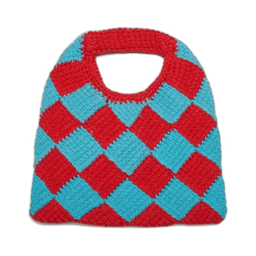 Marni Kids Logo Patch Checked Crochet Shoulder Bag