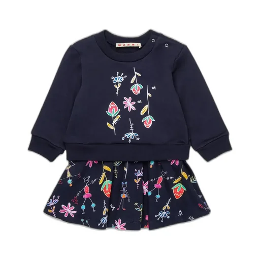 Marni Kids Floral Printed Sweatshirt Dress
