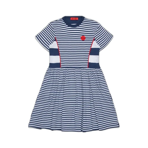 Max&Co. Kids Striped Crewneck Flared Dress