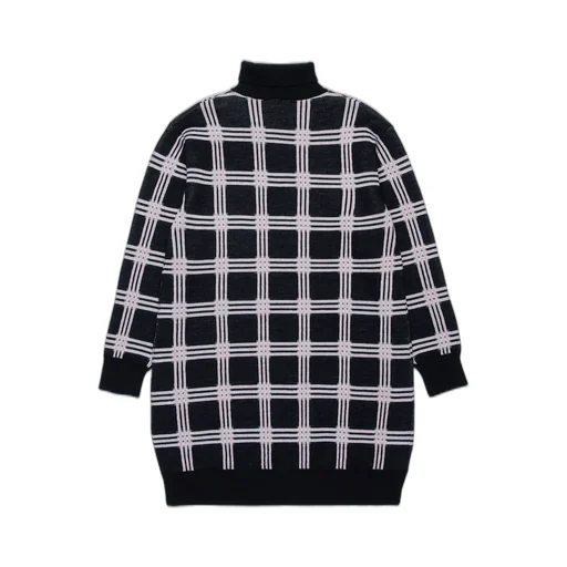 Marni Kids Roll-Neck Checked Knitted Dress