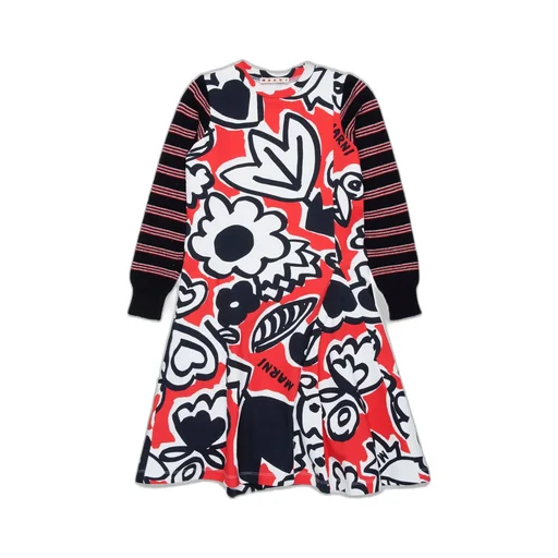 Marni Kids Logo-Printed Long-Sleeved Dress