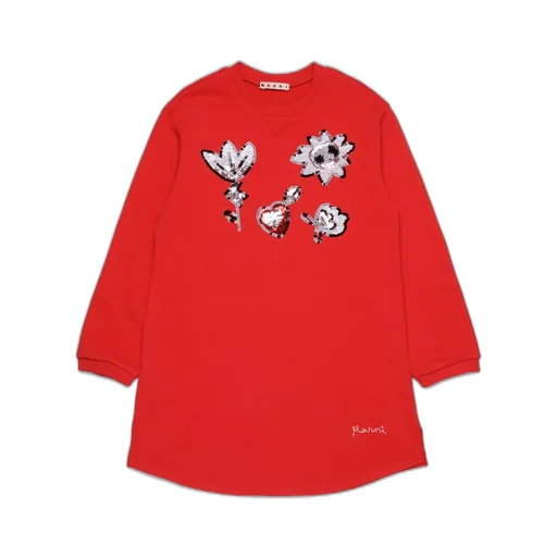 Marni Kids Sequin Embroidered Crewneck Sweatshirt Dress