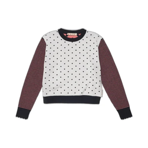 Marni Kids Polka Dot Printed Crewneck Knitted Top