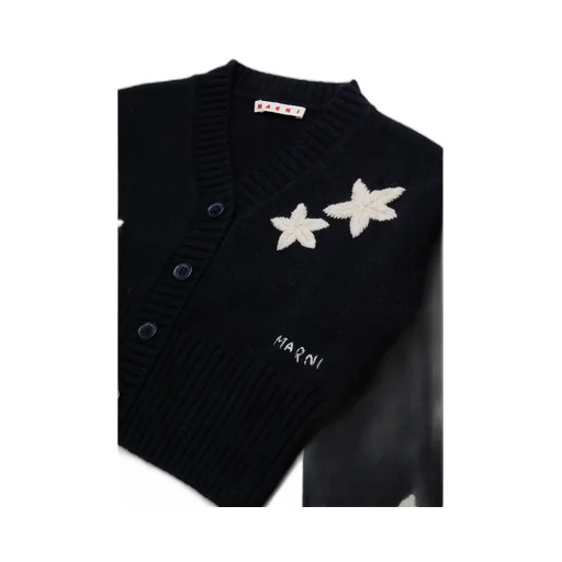 Marni Kids Logo Embroidered Knit Cardigan
