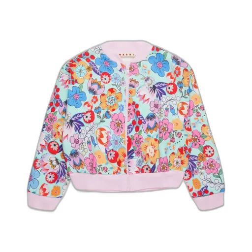 Marni Kids Allover Floral Printed Zipped Sweatshirt
