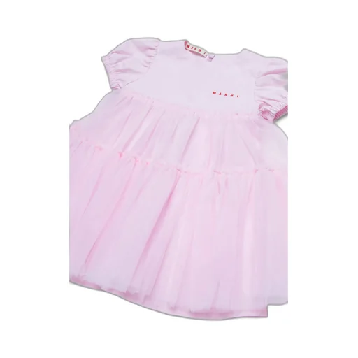Marni Kids Logo Embroidered Balloon Sleeved Dress