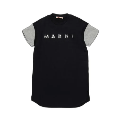 Marni Kids Rhinestone-Logo T-Shirt Dress
