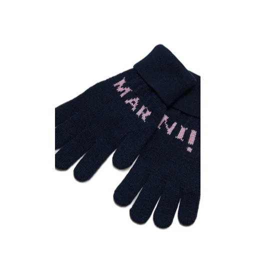Marni Kids Logo Intarsia Turn-Up Brim Gloves