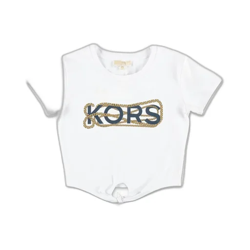 Michael Kors Kids Logo Printed Cropped T-Shirt
