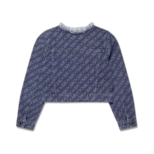 Michael Kors Kids Logo Printed Frayed Detailed Denim Jacket