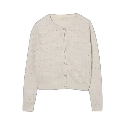 Michael Kors Kid Beaded Button-Embellished Cardigan