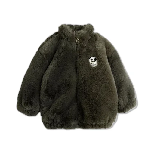 Mini Rodini Ritzratz Patch Faux Fur Jacket
