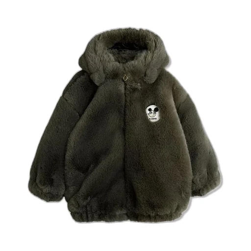 Mini Rodini Ritzratz Patch Faux Fur Jacket
