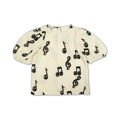 Mini Rodini Note Muslin Puff Blouse