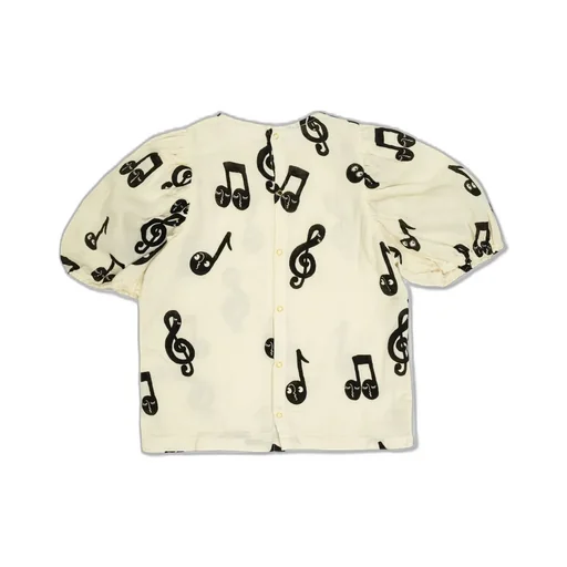 Mini Rodini Note Muslin Puff Blouse