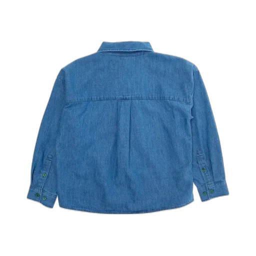 Note Embroidered Buttoned Denim Shirt
