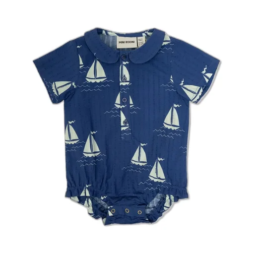 Mini Rodini Sailing Boats Woven Bodysuit