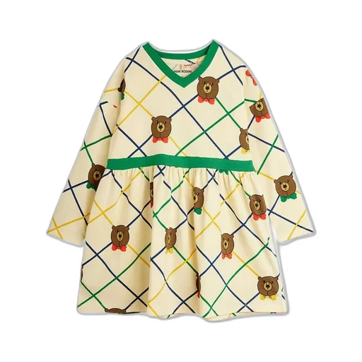 Mini Rodini Bear Printed V-Neck Dress