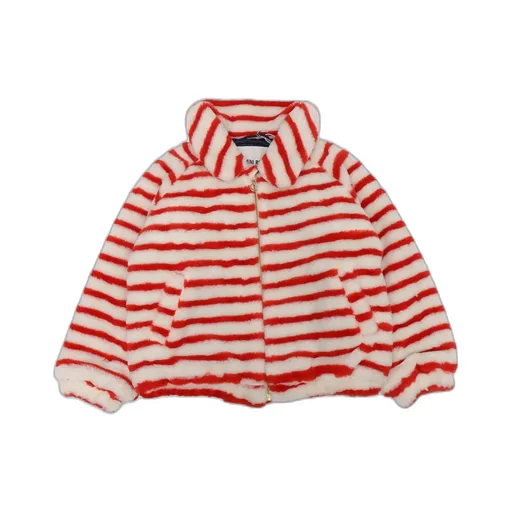 Mini Rodini Striped Zip-Up Faux-Fur Jacket