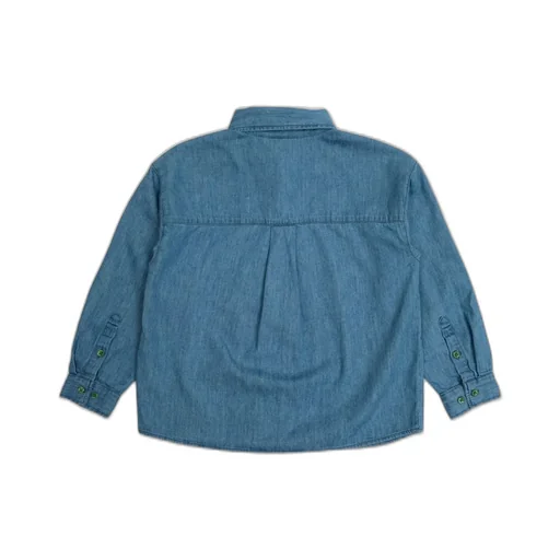 Note Embroidered Buttoned Denim Shirt