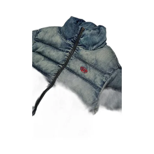 Diesel Kids Dirty-Effect Denim Padded Jacket