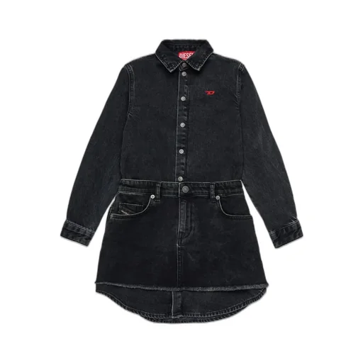 Diesel Kids D-Logo Embroidered Denim Shirt Dress