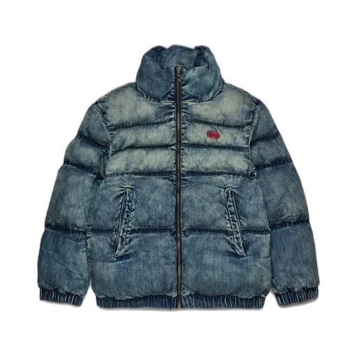 Diesel Kids Dirty-Effect Denim Padded Jacket