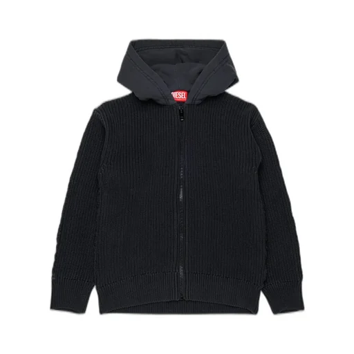Diesel Kids Ribbed-Knit Zipped Hoodie