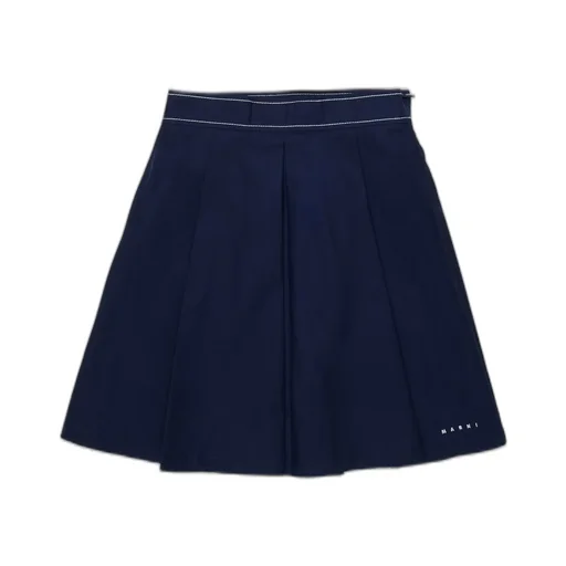Marni Kids Logo Embroidered Pleated Skirt