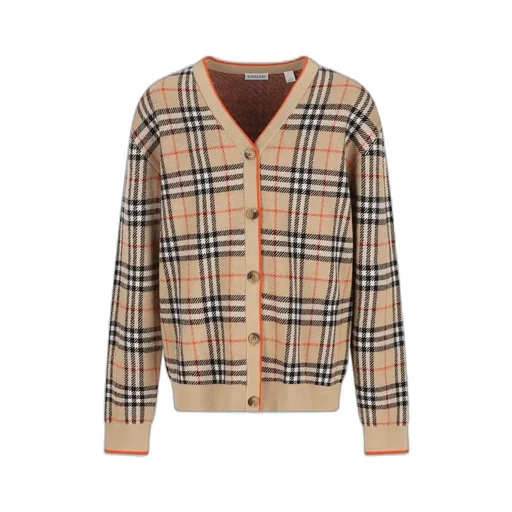 Burberry Kids V-Neck Checked Cardigan