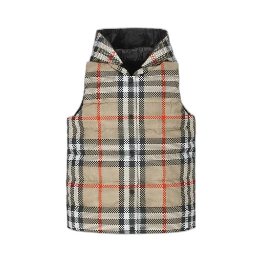 Burberry Kids Reversible Checked Hooded Puffer Gilet