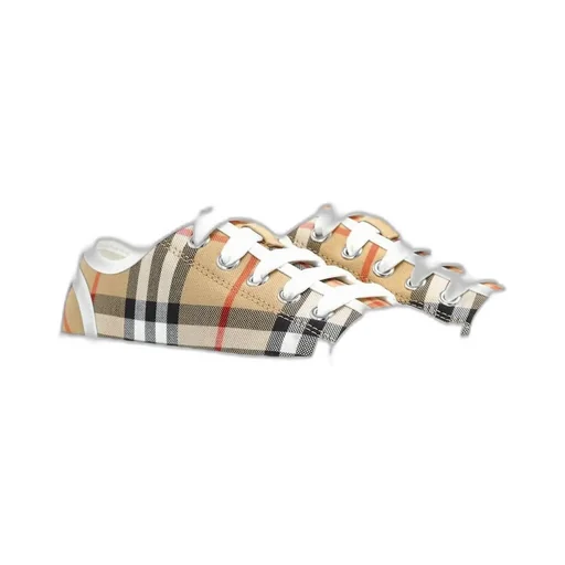 Burberry Kids Checked Lace-Up Sneakers