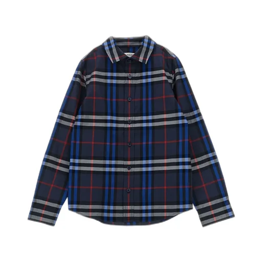 Burberry Kids Checked Curved Hem Shirt