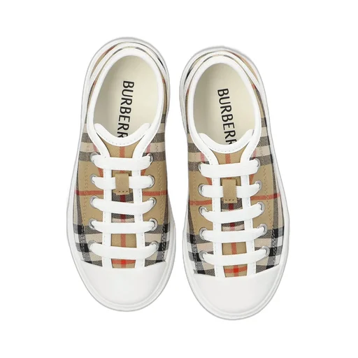 Burberry Kids Checked Lace-Up Sneakers