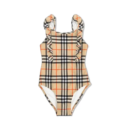 Burberry Kids Checked One Piece Swimsuit